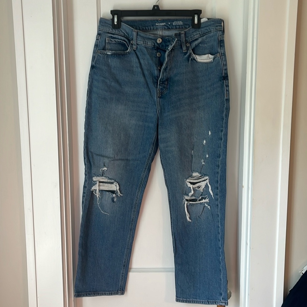 Old Navy extra high rise sky high straight leg jeans sz 12